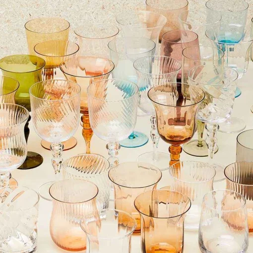 Set Of 6 Glasses Assorted Shapes Nuances Blue Green - Red Wine^Bitossi Home Online