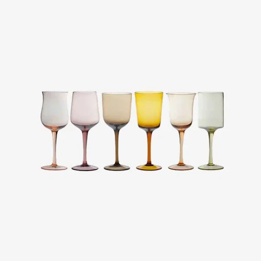 Set Of 6 Glasses Assorted Shapes Nuances Amber Pink - Red Wine^Bitossi Home Discount