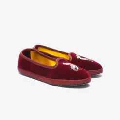 X Allagiulia Artisanal Burgundy Velvet Embroidery Loafers^ISSIMO Best