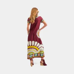 X La Doublej Swing Dress - Bordeaux Solar Placee^ISSIMO Clearance