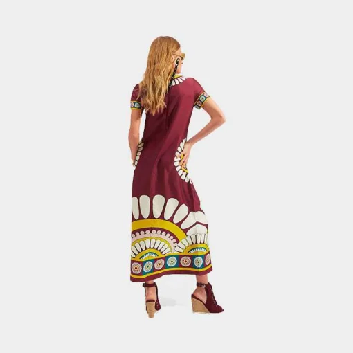 X La Doublej Swing Dress - Bordeaux Solar Placee^ISSIMO Clearance