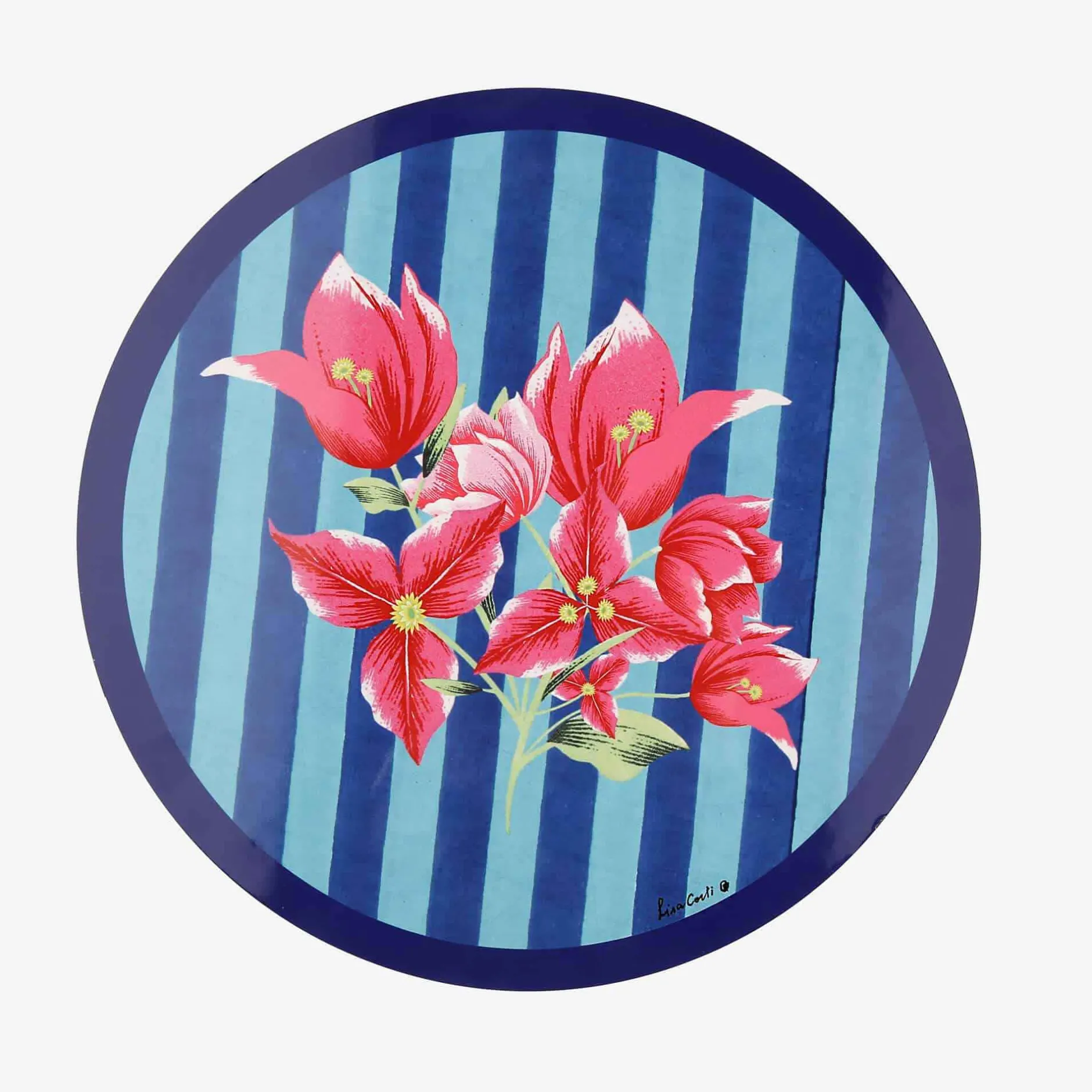 X Lisa Corti Bougainvillea Stripes Placemat^ISSIMO Clearance
