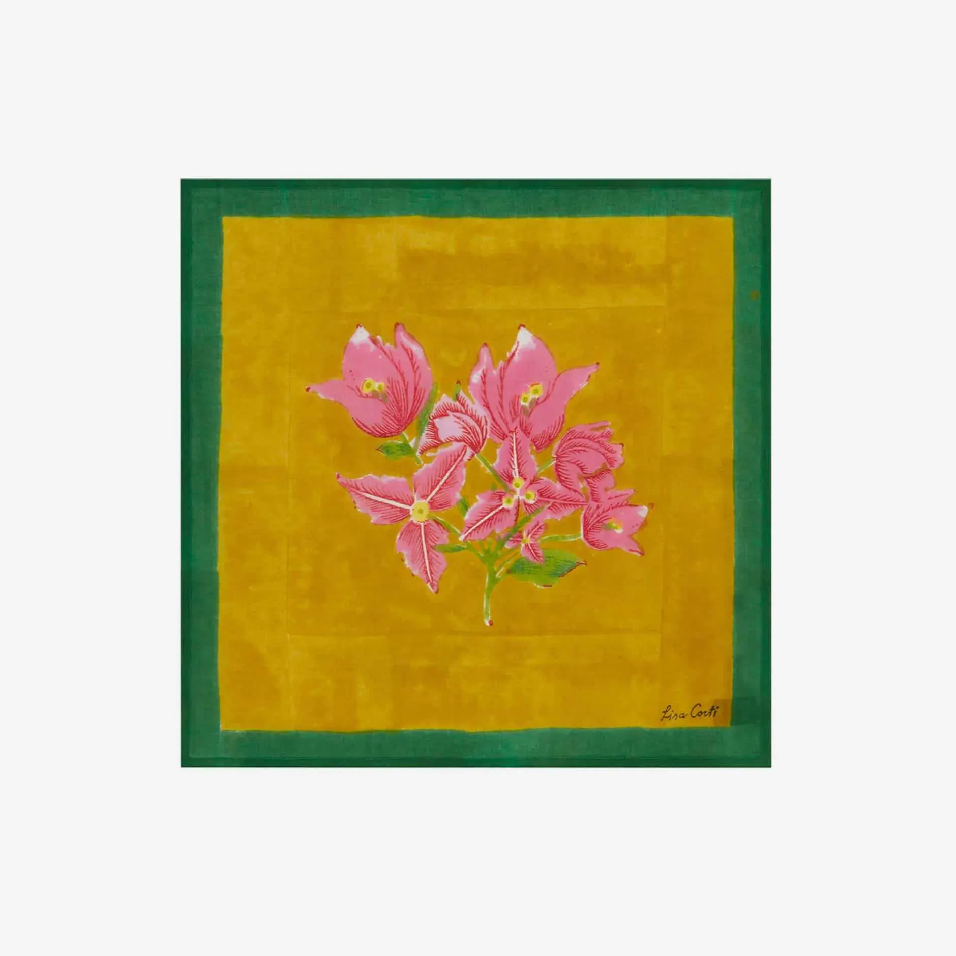 X Lisa Corti Bougainvillea Mustard Stripes Napkin^ISSIMO Outlet