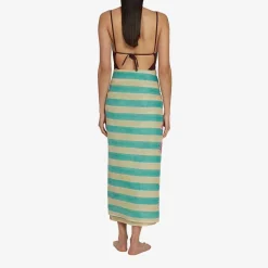 X Lisa Corti Bouganville White Veronese Stripes Sarong^ISSIMO