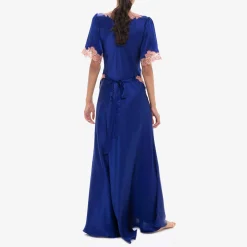 X Loretta Caponi Monica Short Sleeve Dress Blue^ISSIMO