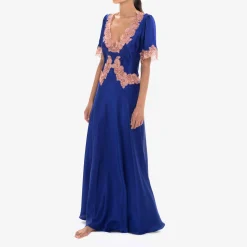 X Loretta Caponi Monica Short Sleeve Dress Blue^ISSIMO