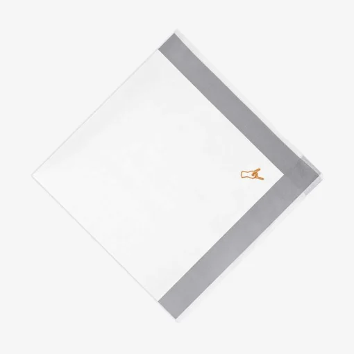 X Schostal Handkerchief With Corna Embroidery - Grey^ISSIMO Hot