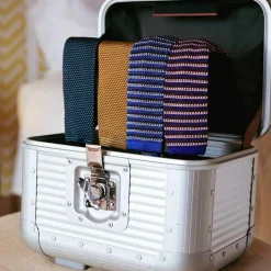 X Schostal Striped Knitted Silk Tie - Multicolor Blue^ISSIMO Clearance
