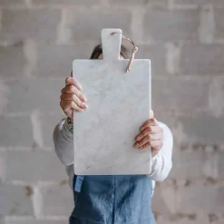 Cutting Board In White Carrara Marble And Leather Lace^Marmolove Clearance