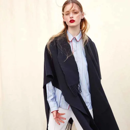 - Long Fringed Cape Dark Blue^Officina Del Poggio Best