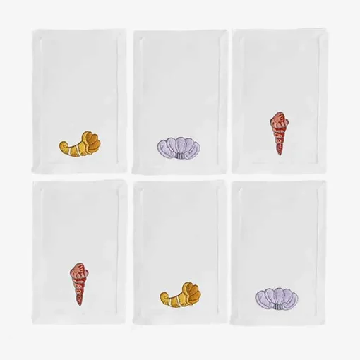 Embroidered Cocktail Napkins - Set Of 6^Taf Ricami Clearance