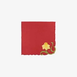 Flowered Embroidered Placemats And Napkins - Set Of 6^Taf Ricami